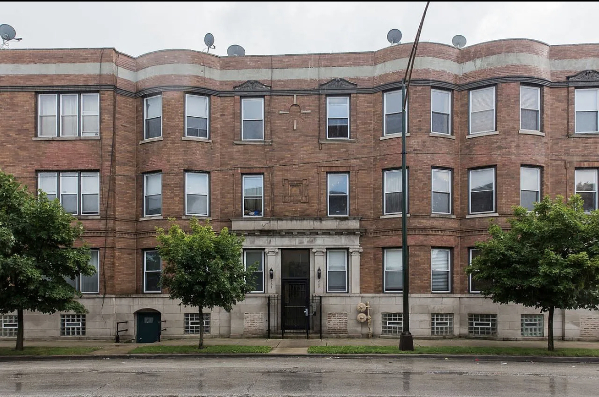 a front view of a building