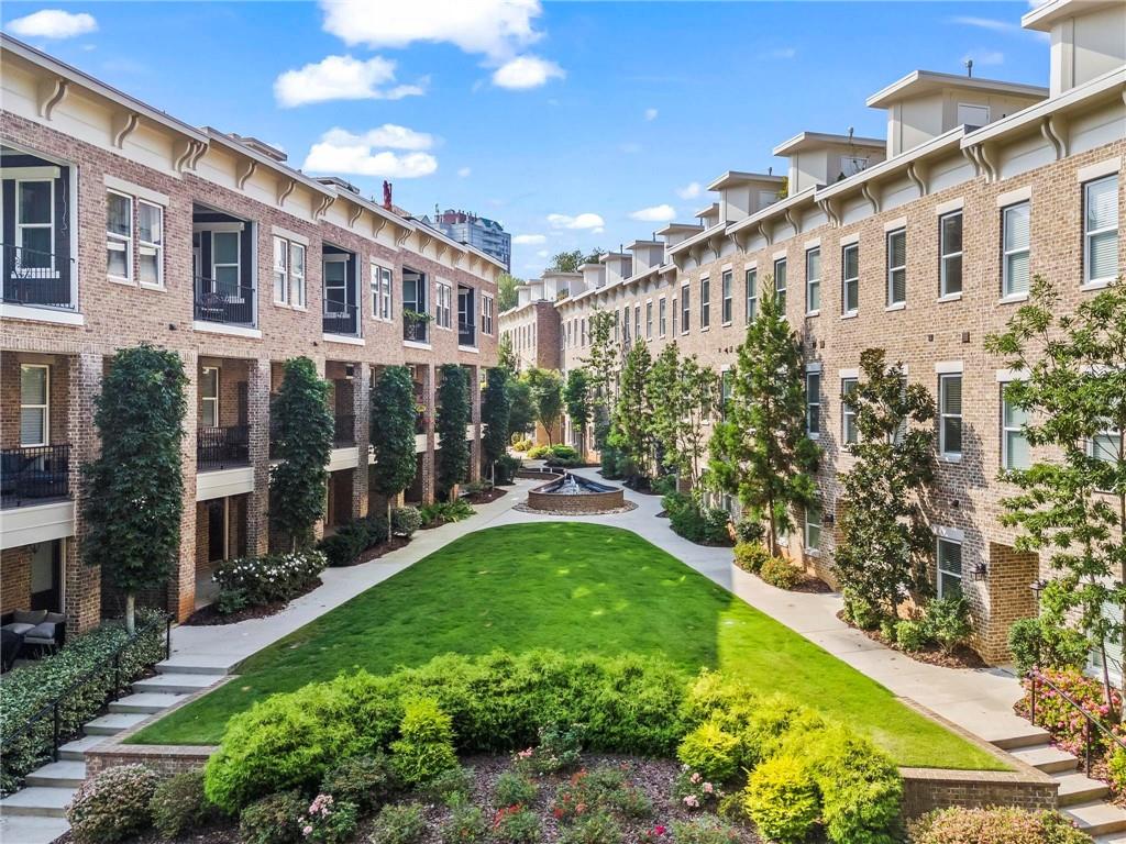 a view of a building with garden