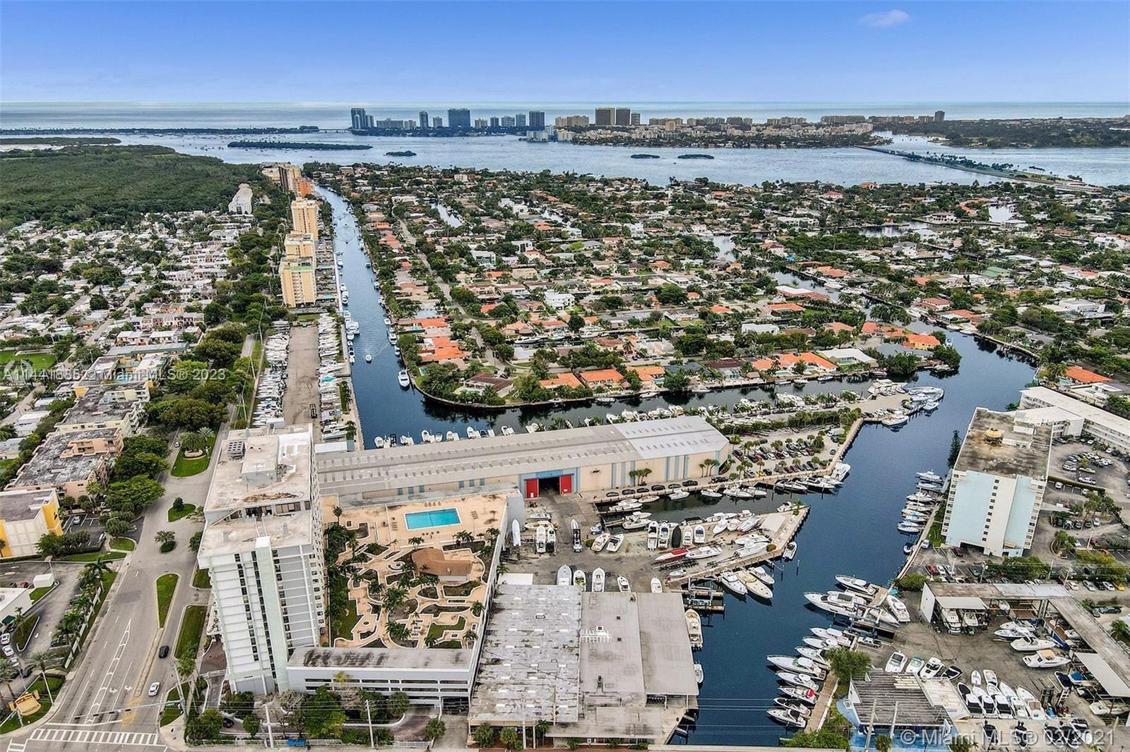 a view of a city and ocean view