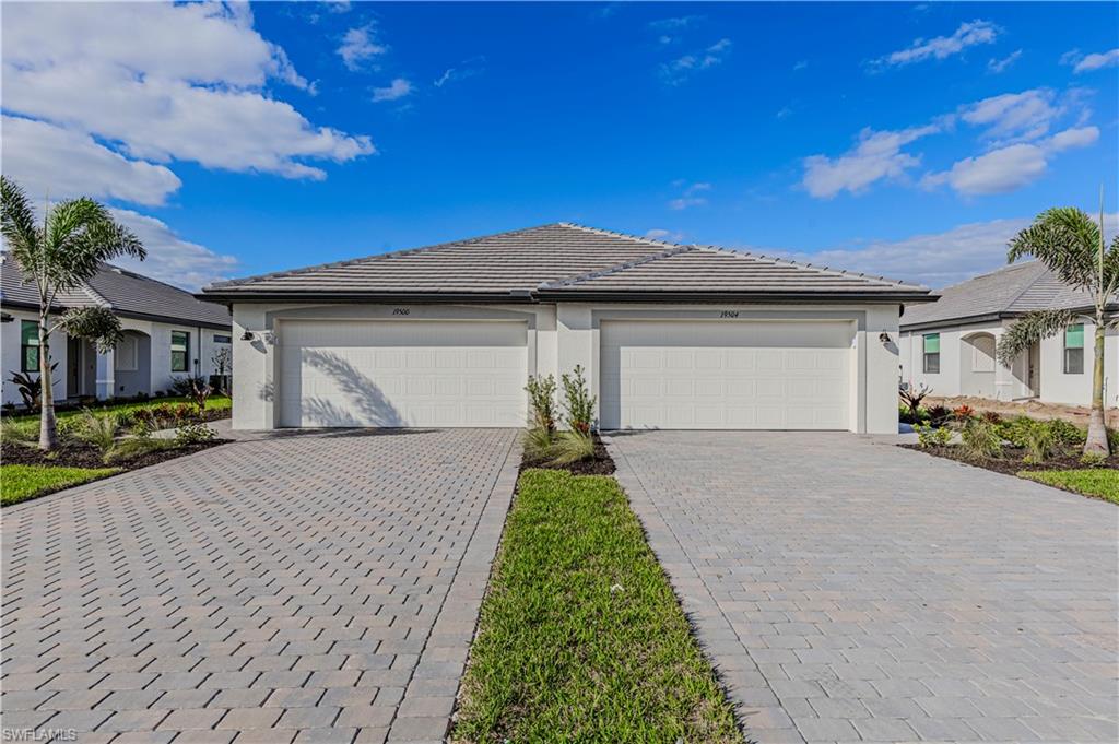 View of front of home with a garage