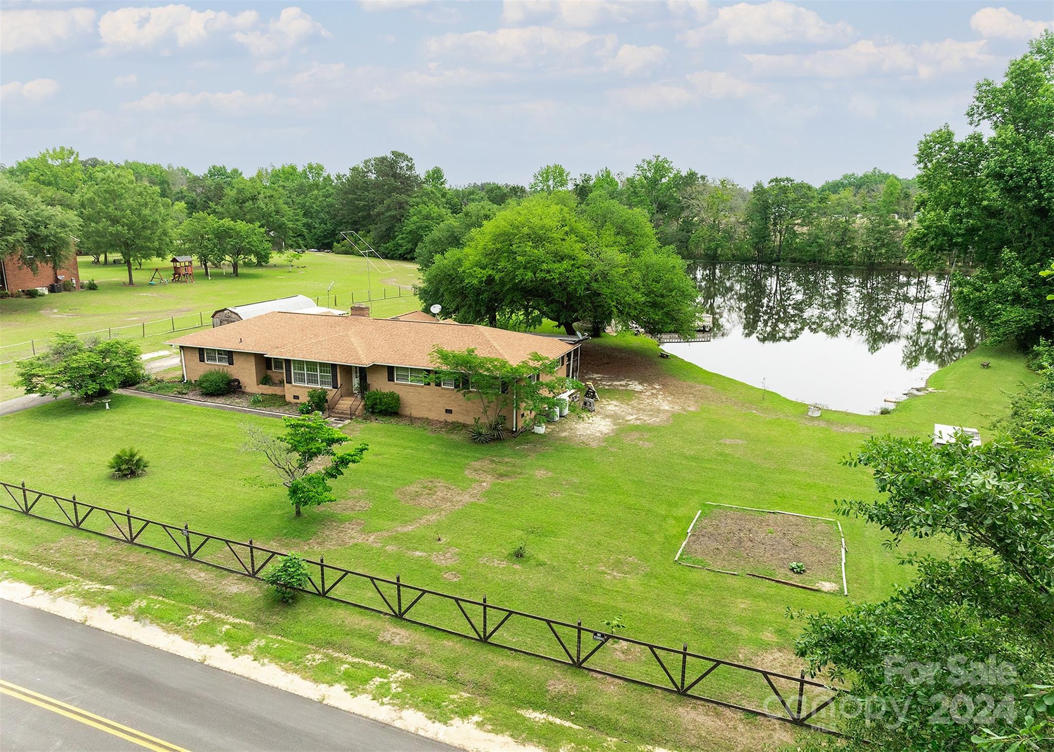 an aerial view of a house