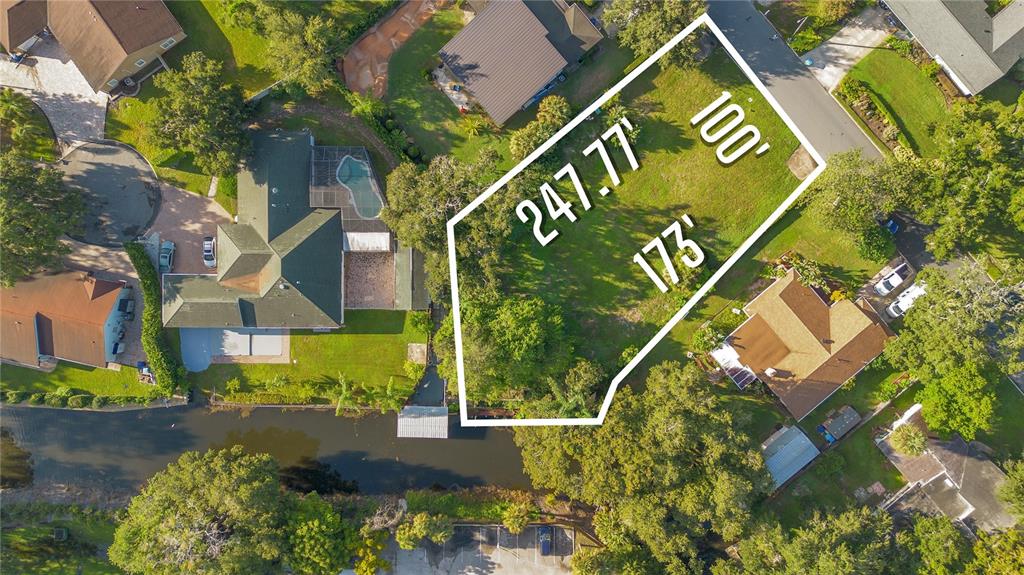 an aerial view of a house