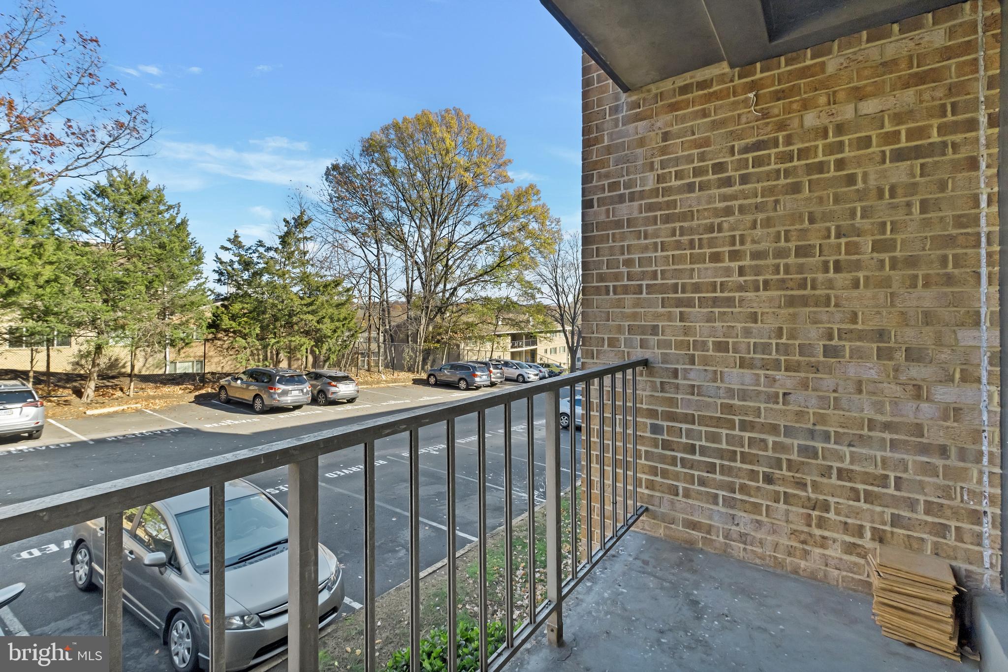 a view of a balcony with an outdoor space