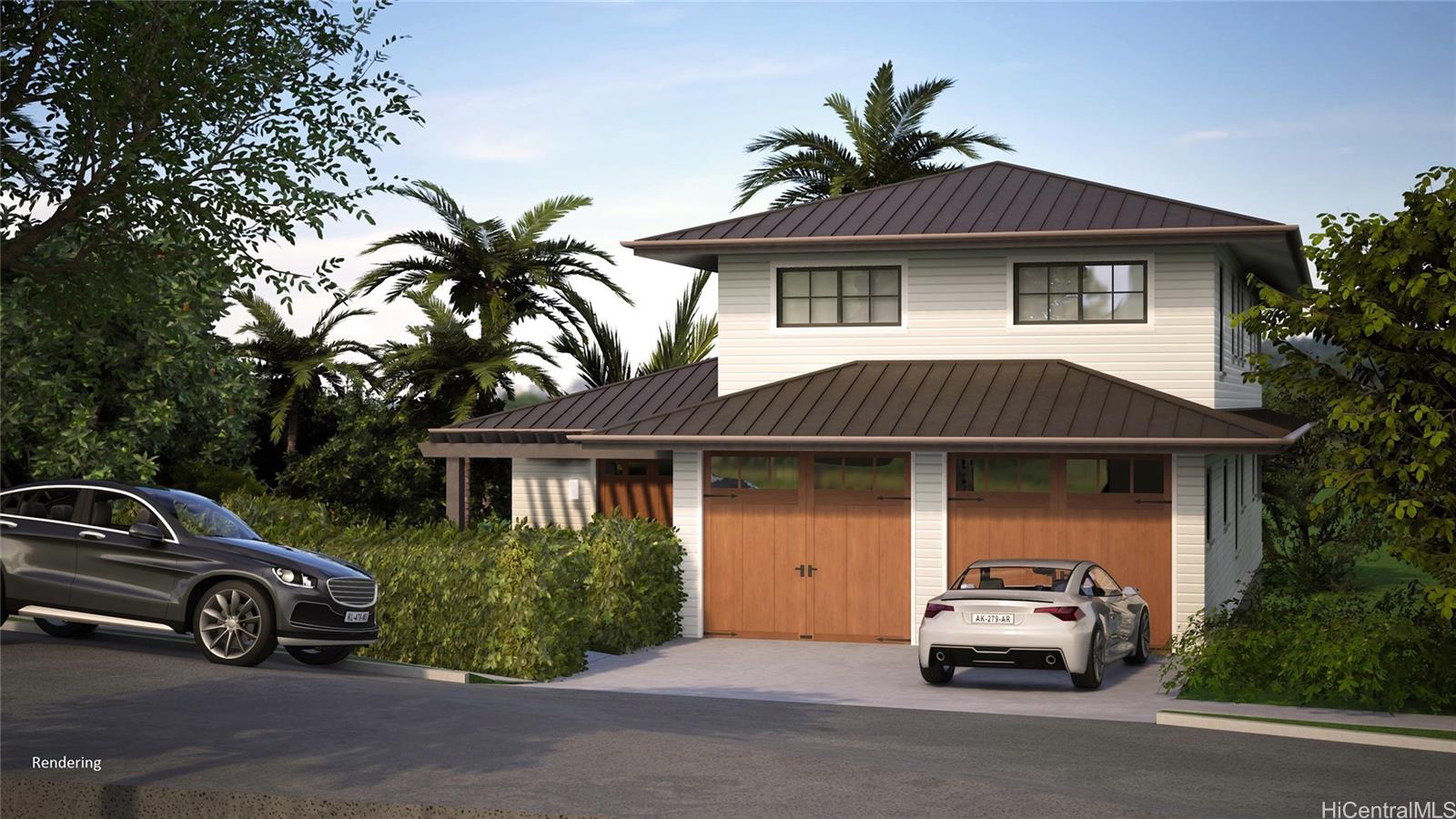 a car parked in front of a house