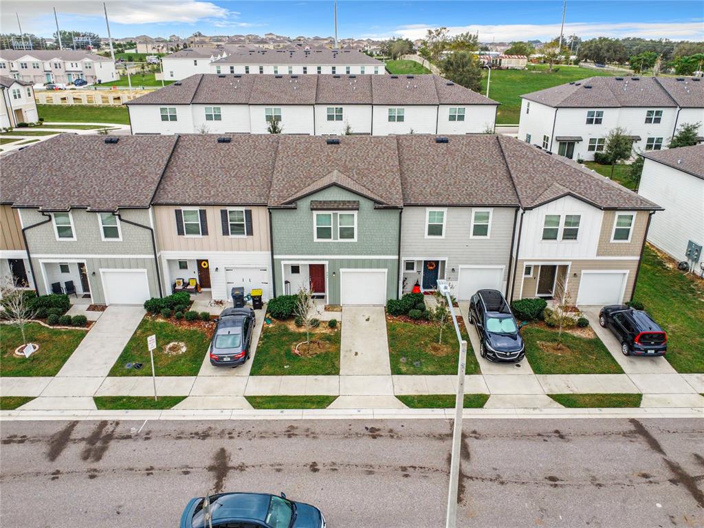 an aerial view of multiple houses