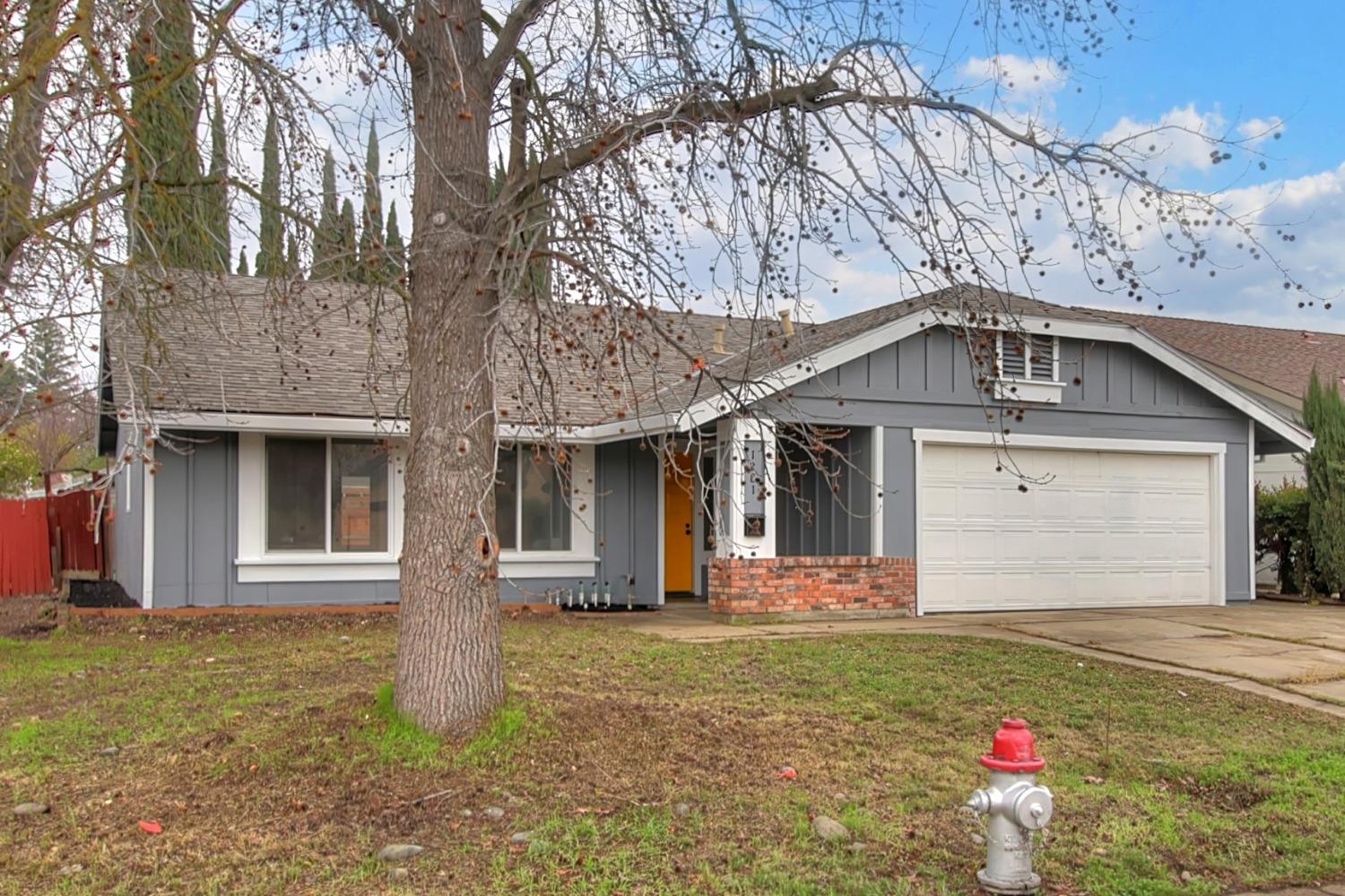 a front view of a house with yard