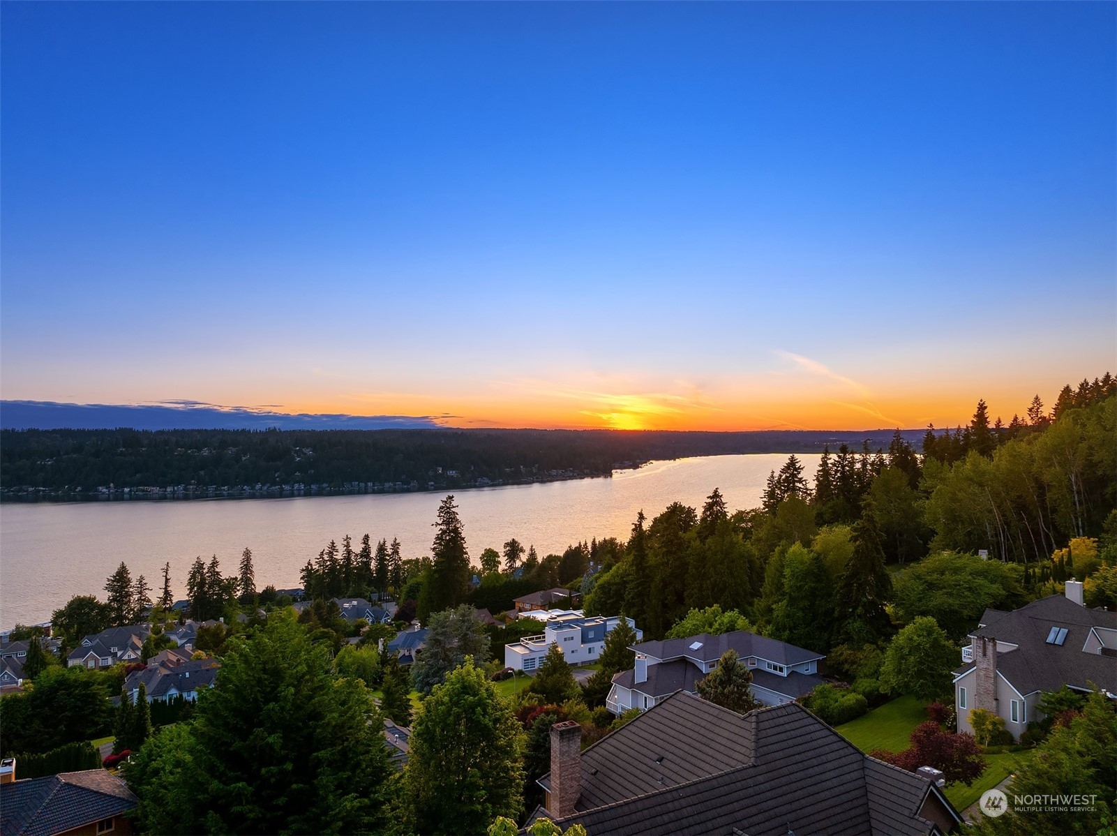 a view of lake and mountain