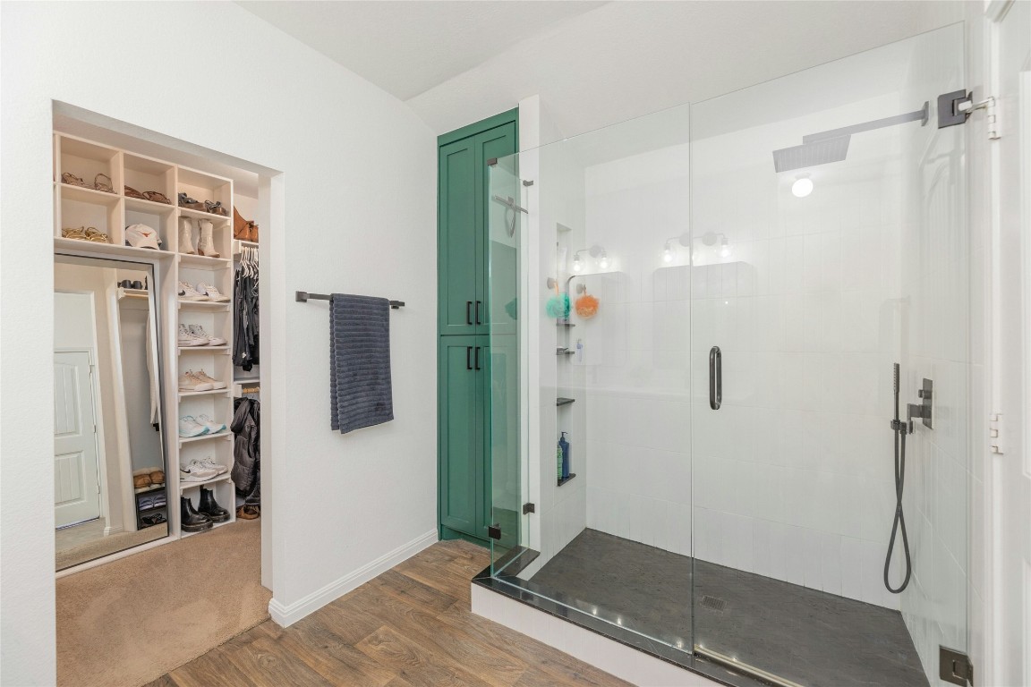 a view of a bathroom with a shower