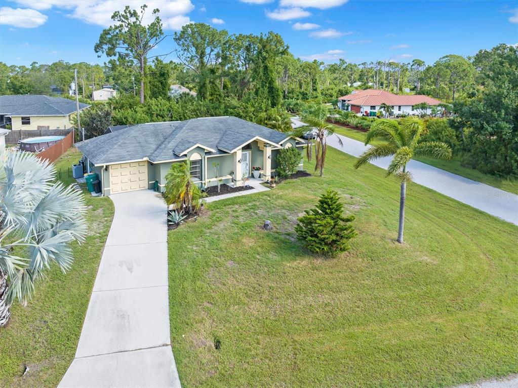 an aerial view of a house