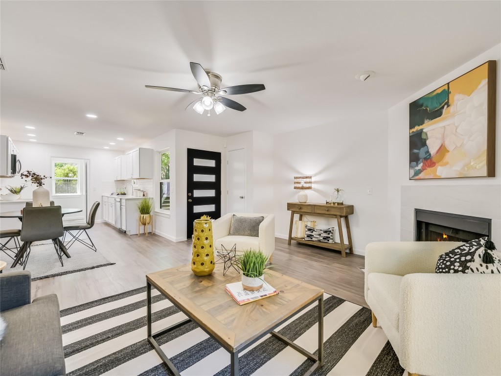 a living room with furniture