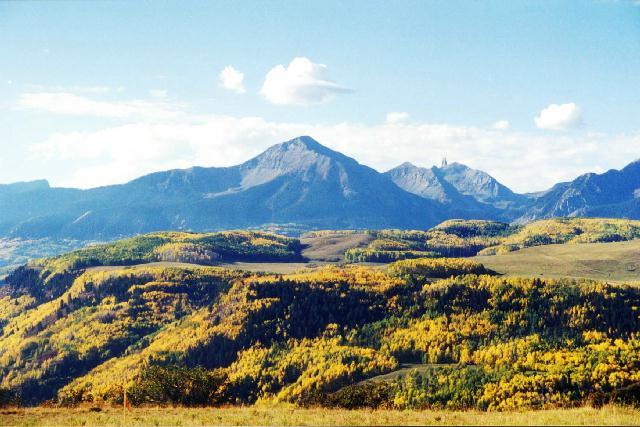 a view of an outdoor space with mountain view