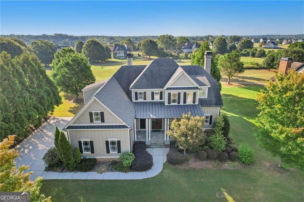 an aerial view of a house