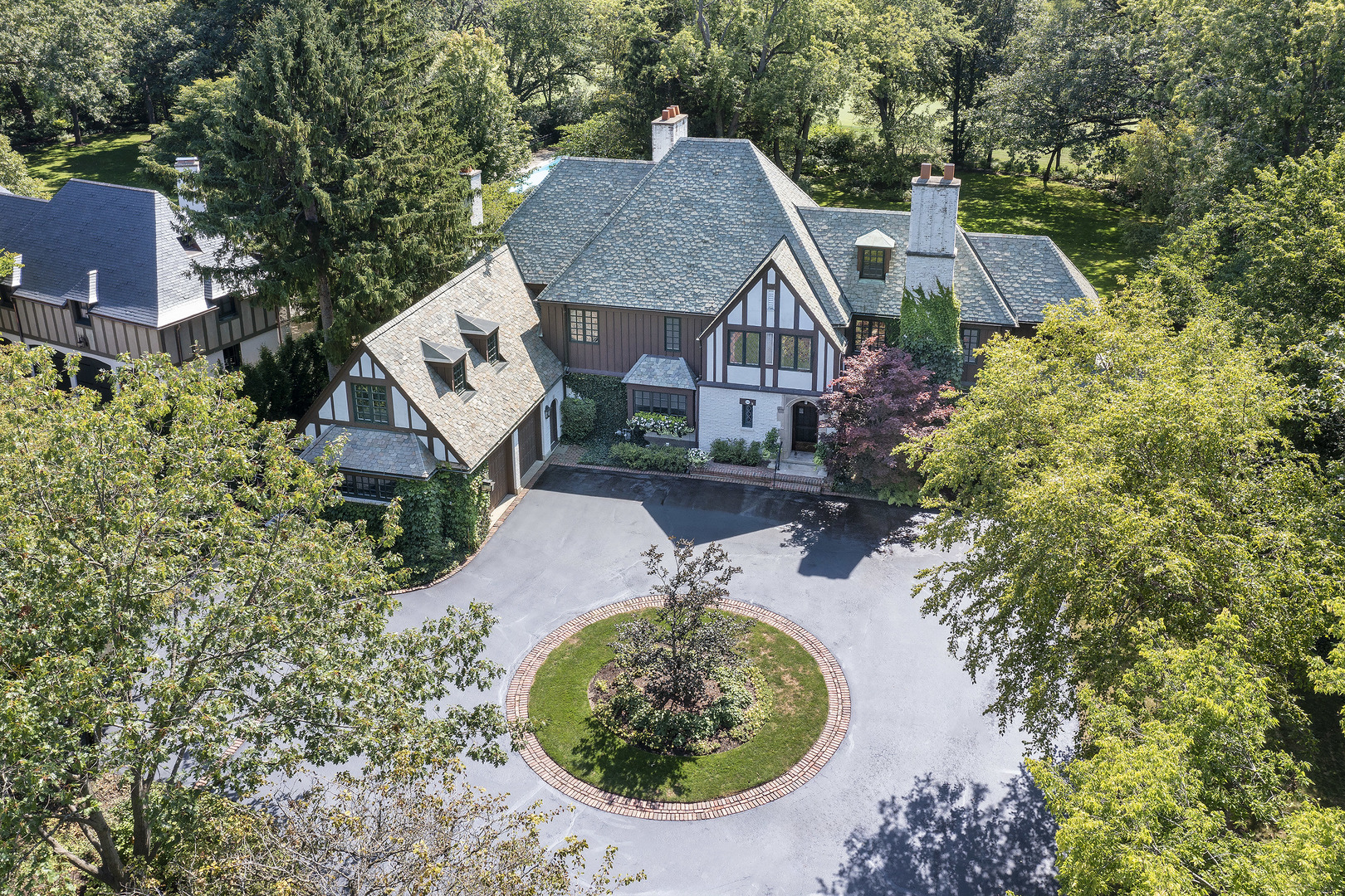 an aerial view of a house