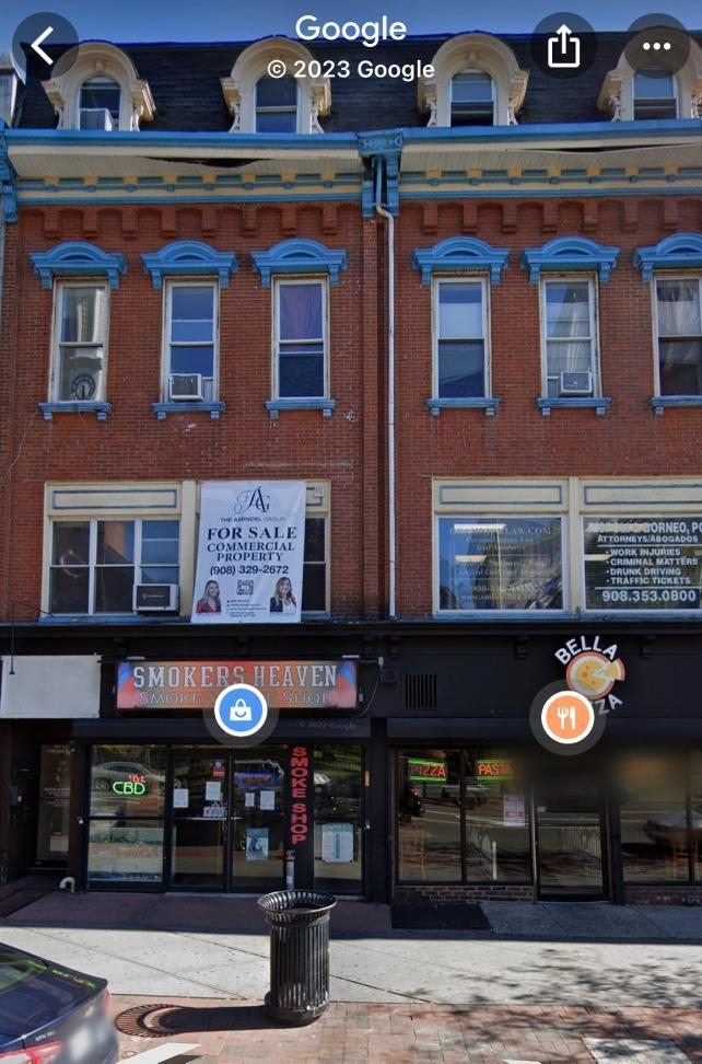 a view of a building with a lot of signs