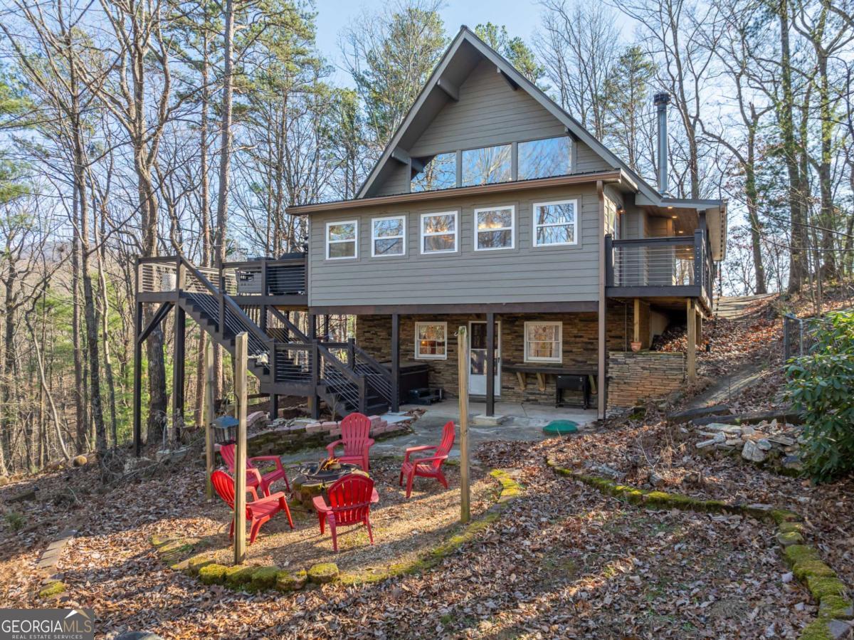 a front view of a house with an outdoor space