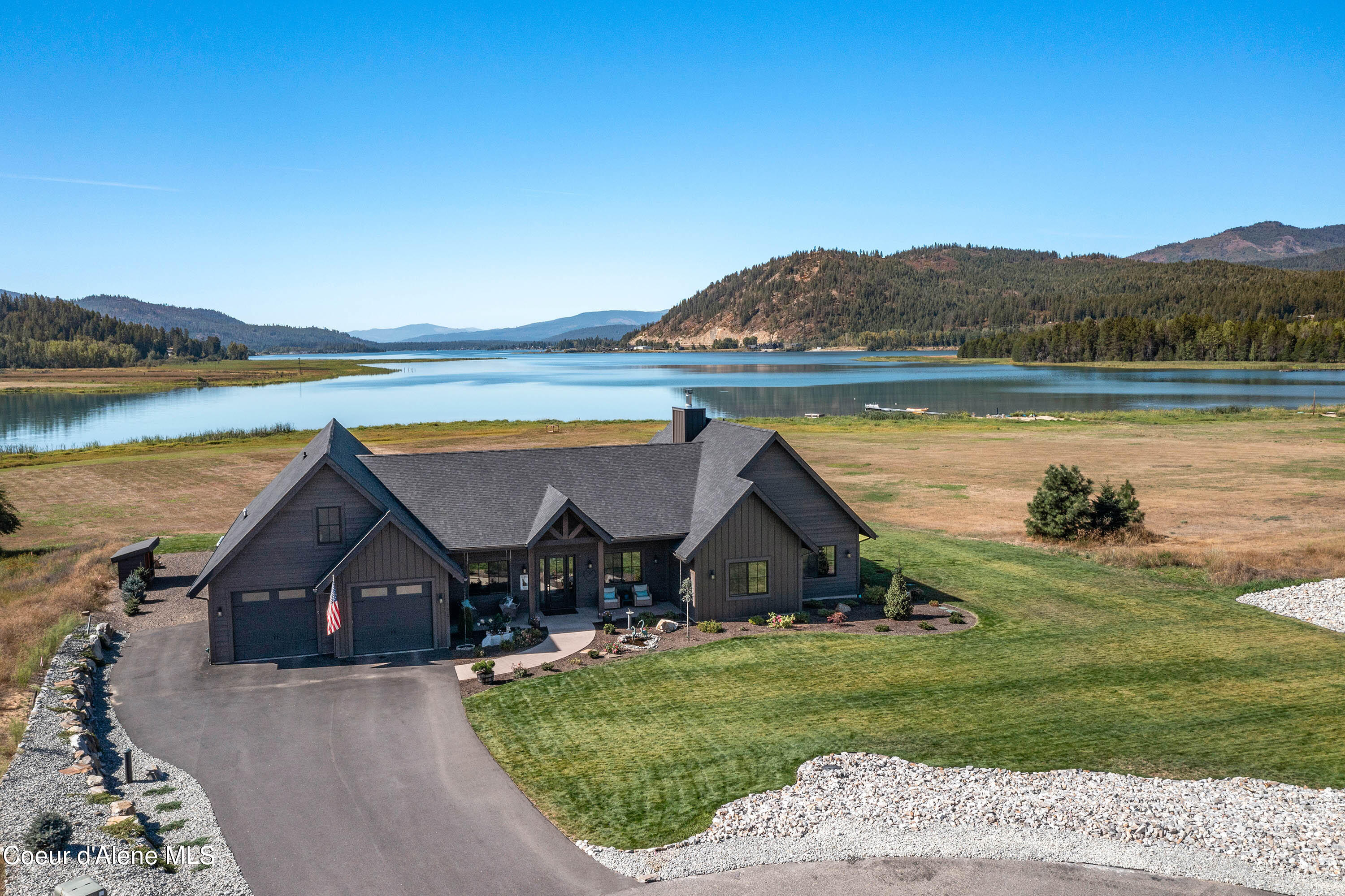 Aerial Home Pend Oreille River Close