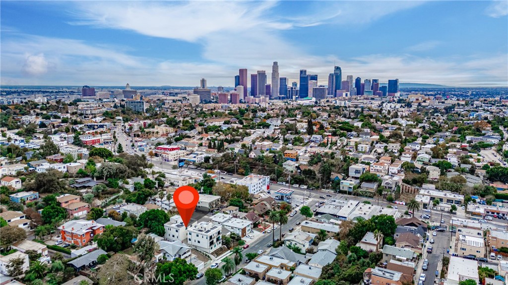 an aerial view of a city