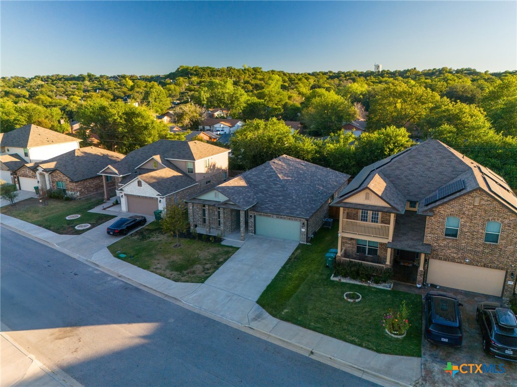 an aerial view of a house