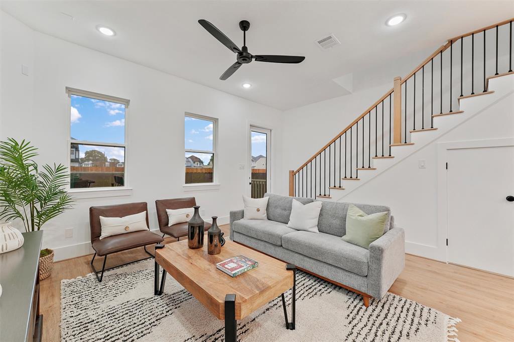 a living room with furniture