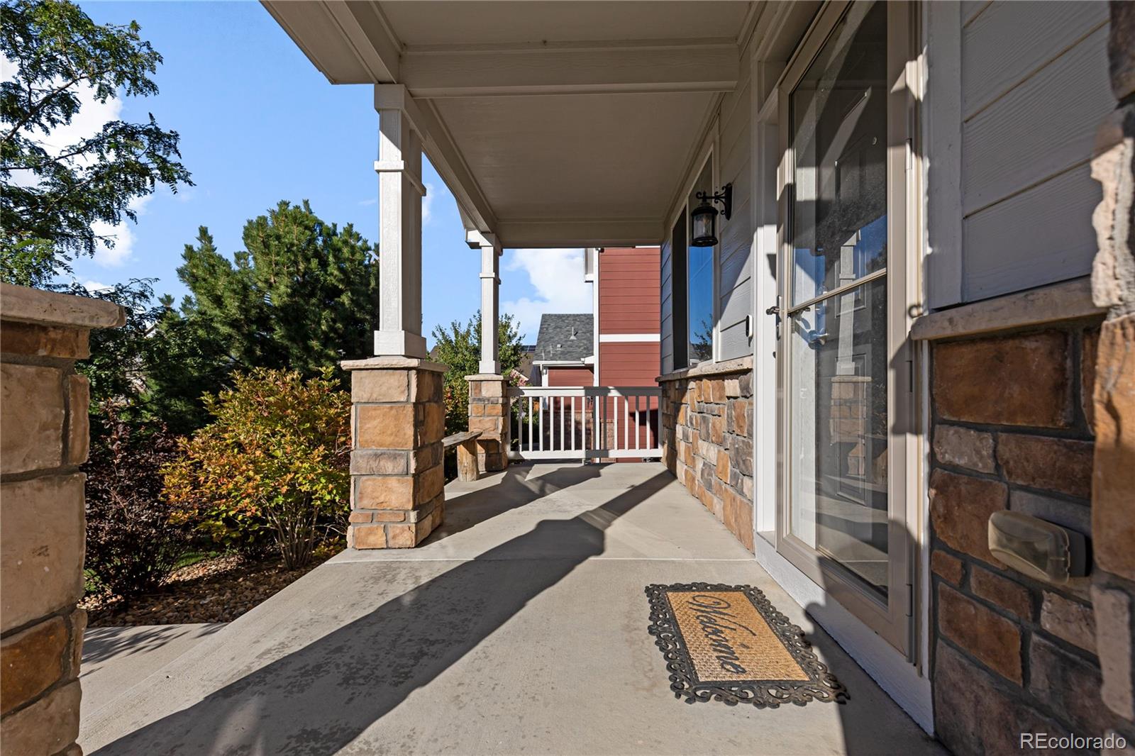 a view of a balcony with city view