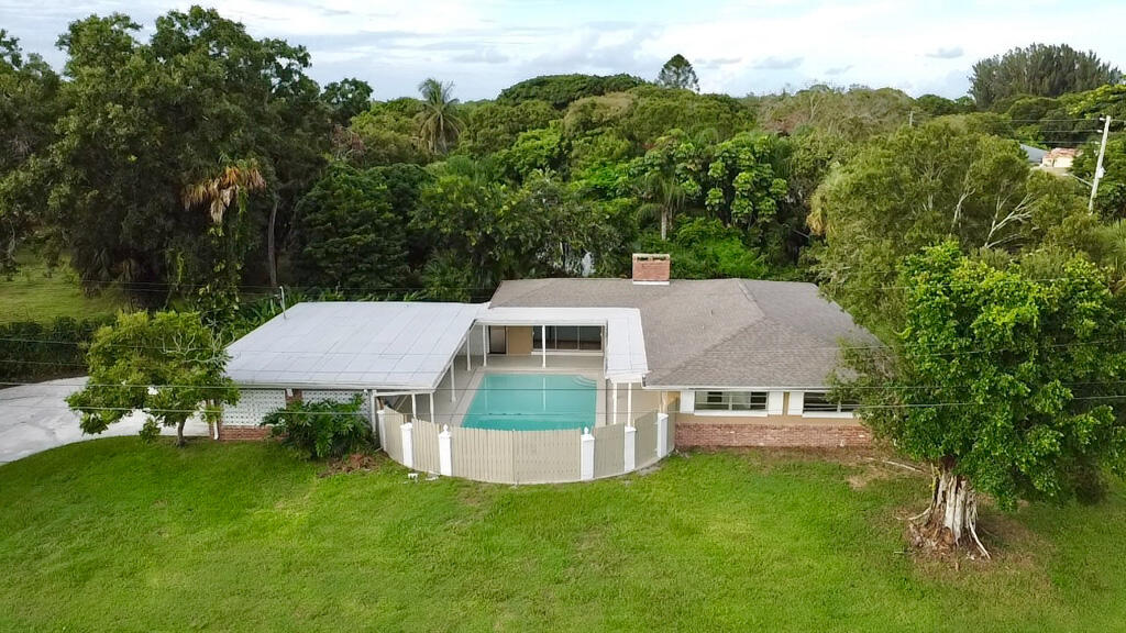 an aerial view of a house