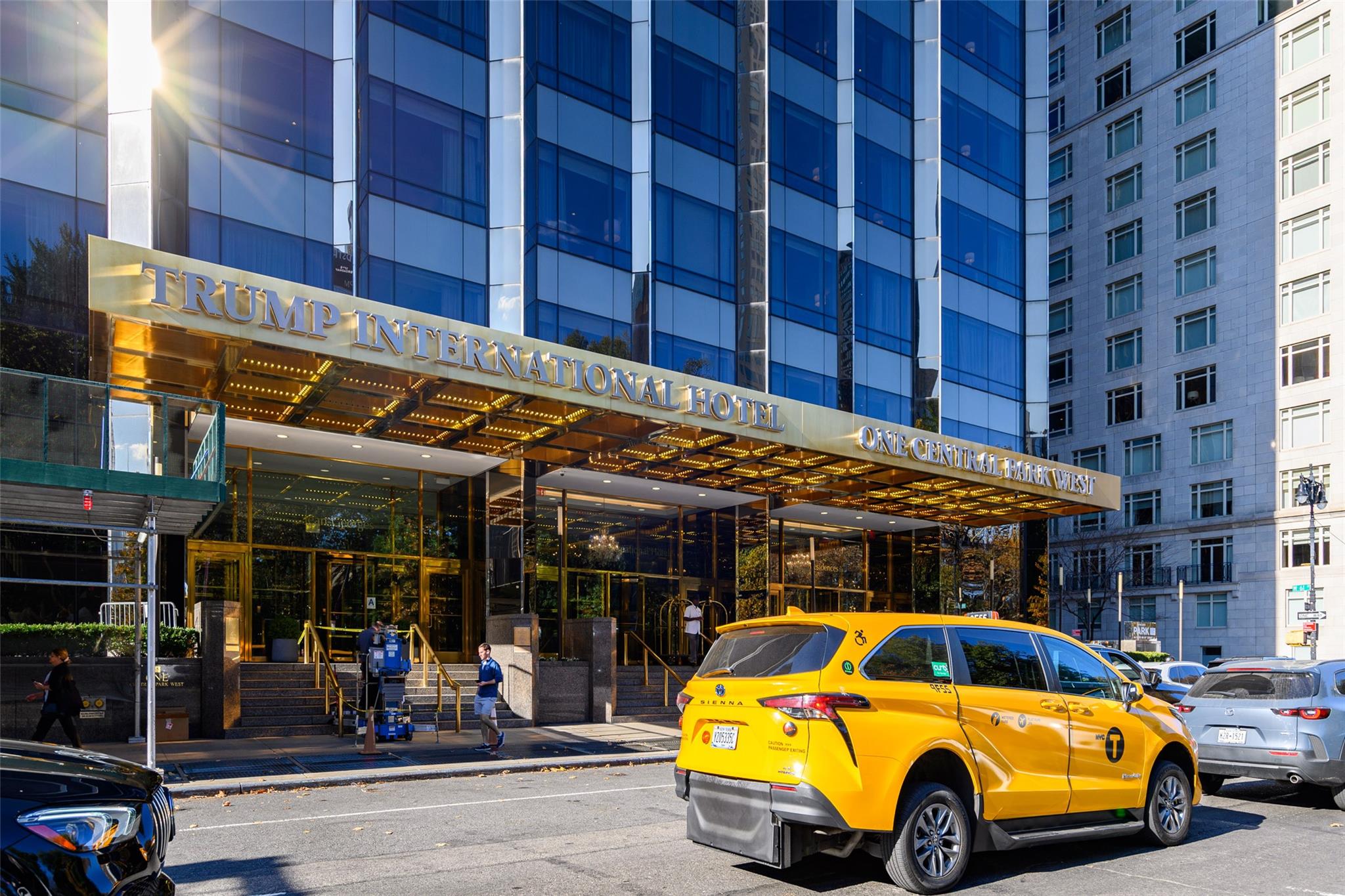 a view of a car parked in front of a building