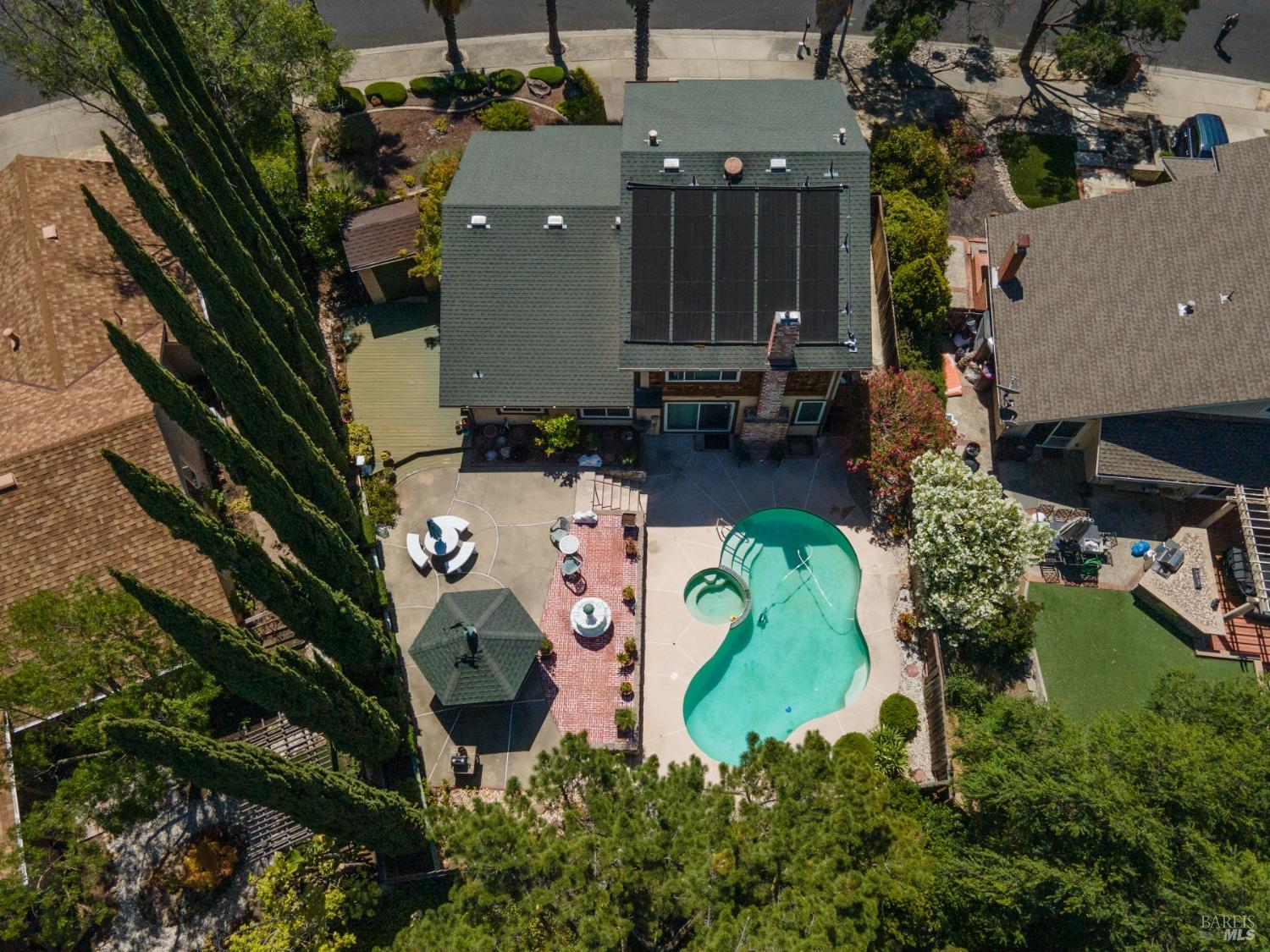 an aerial view of a house