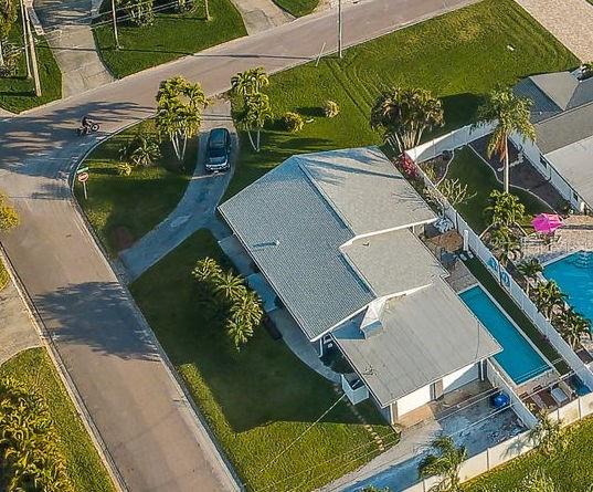 an aerial view of a house