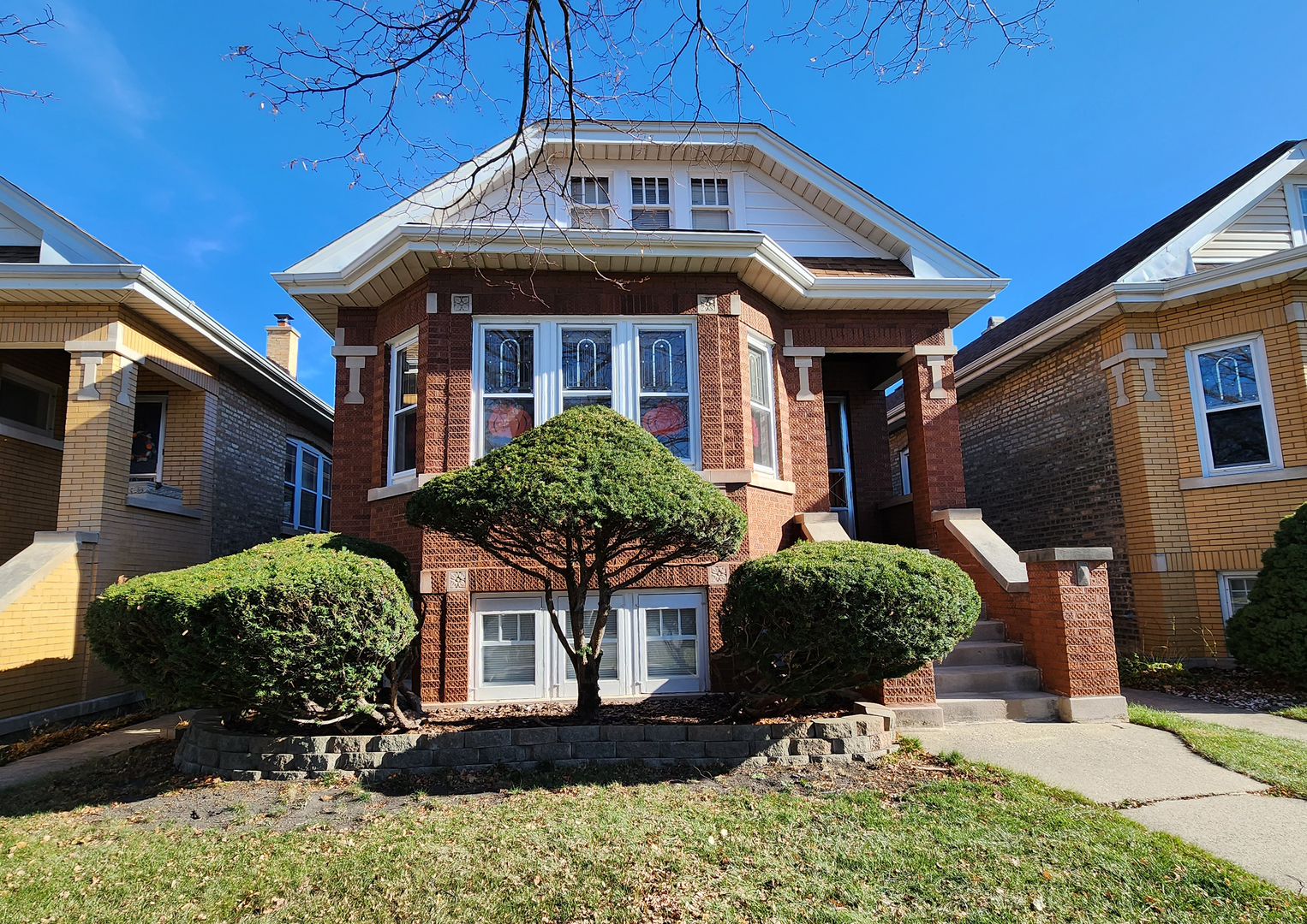 a front view of a house