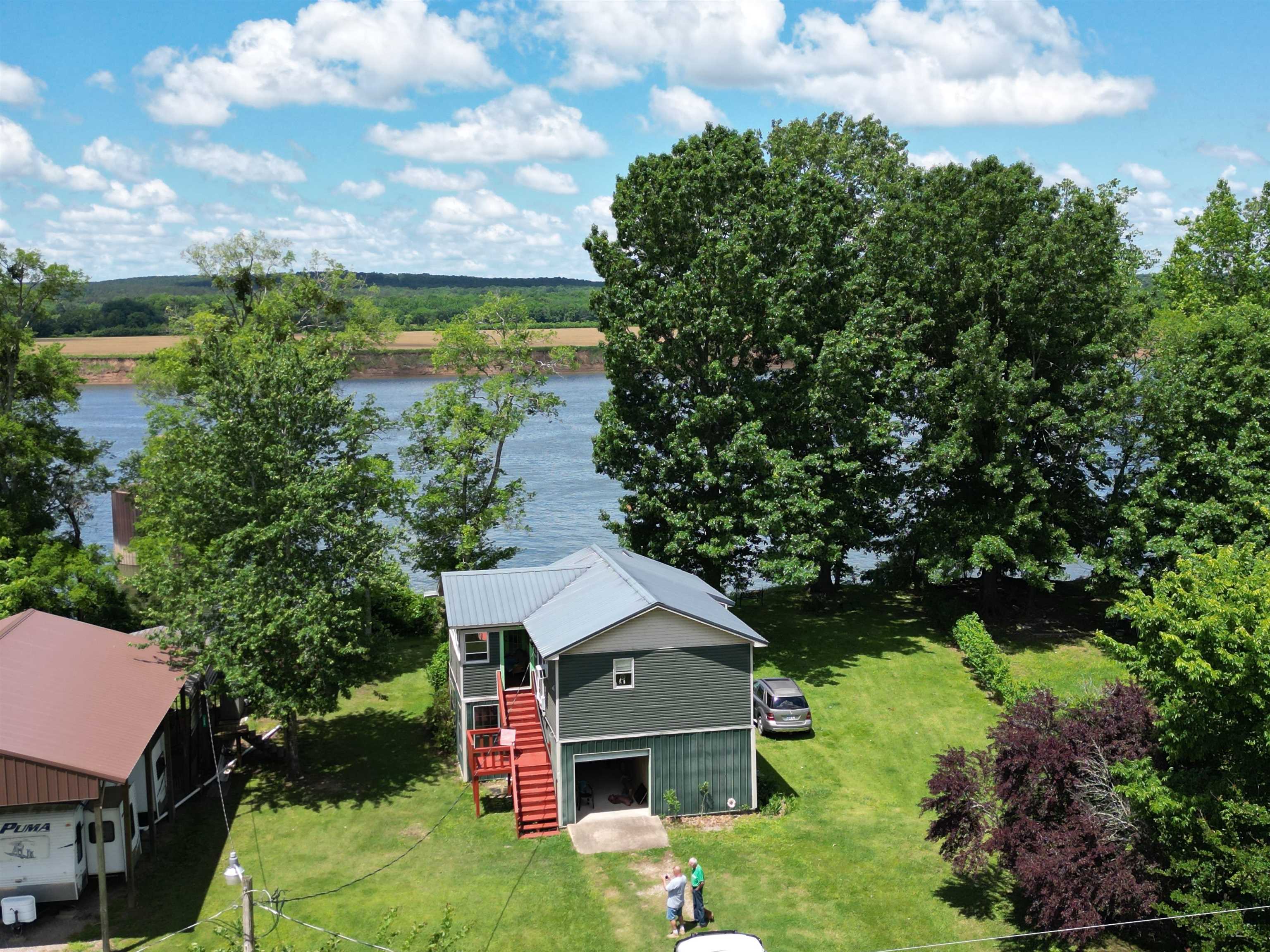 an aerial view of a house