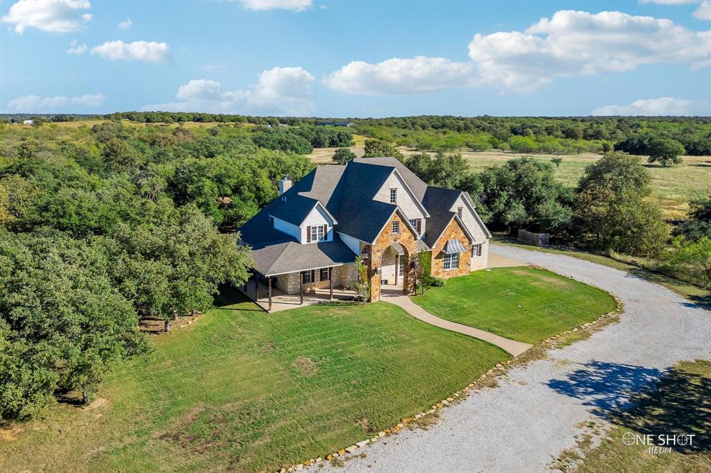 an aerial view of a house