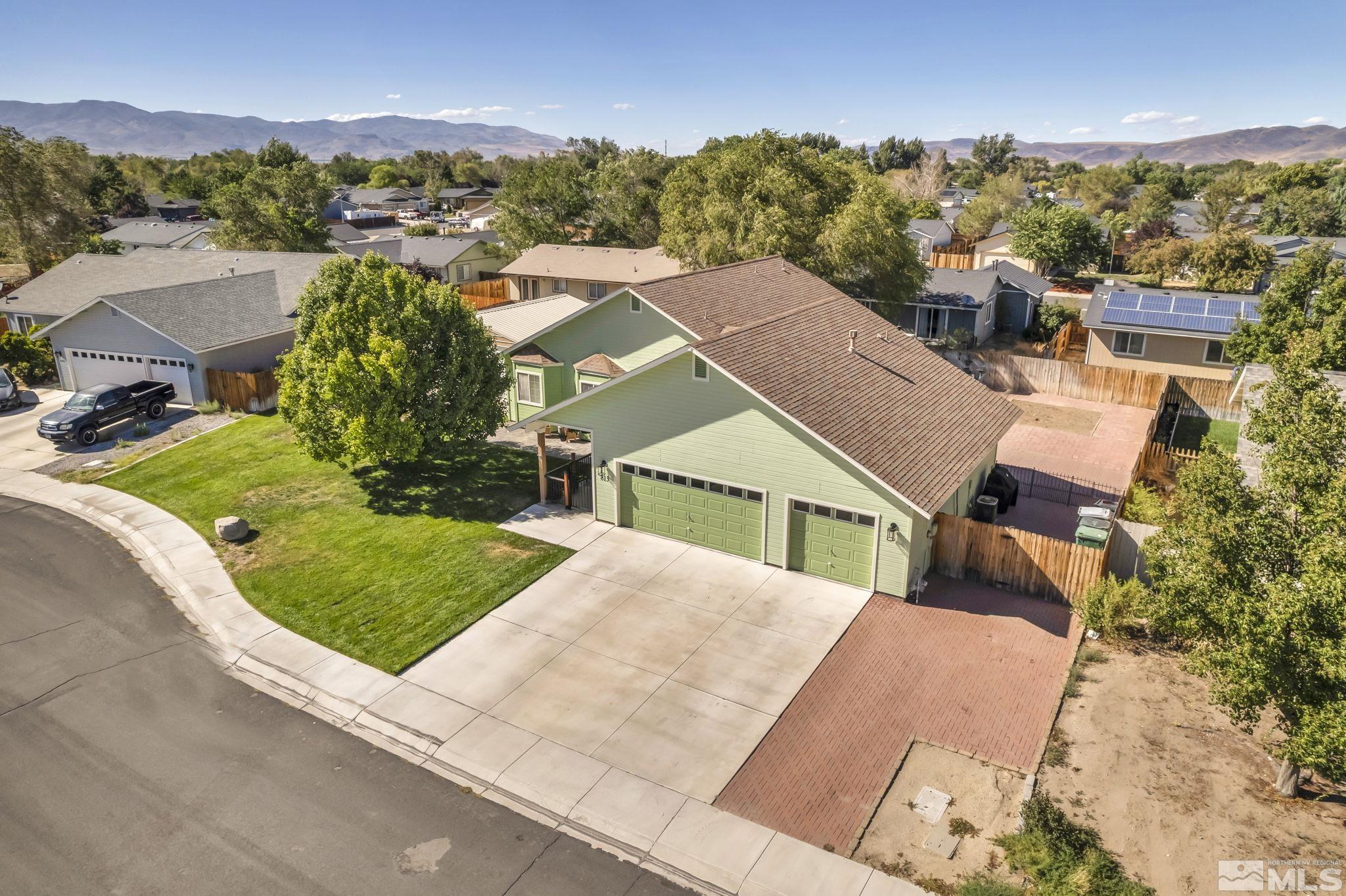 an aerial view of a house