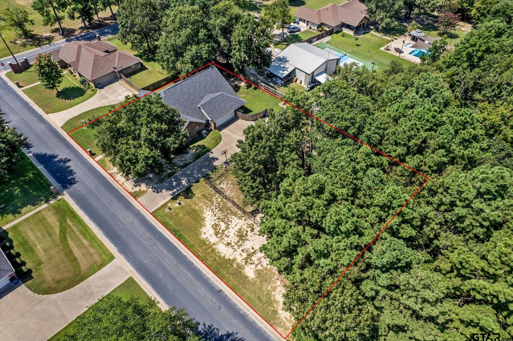 an aerial view of a house