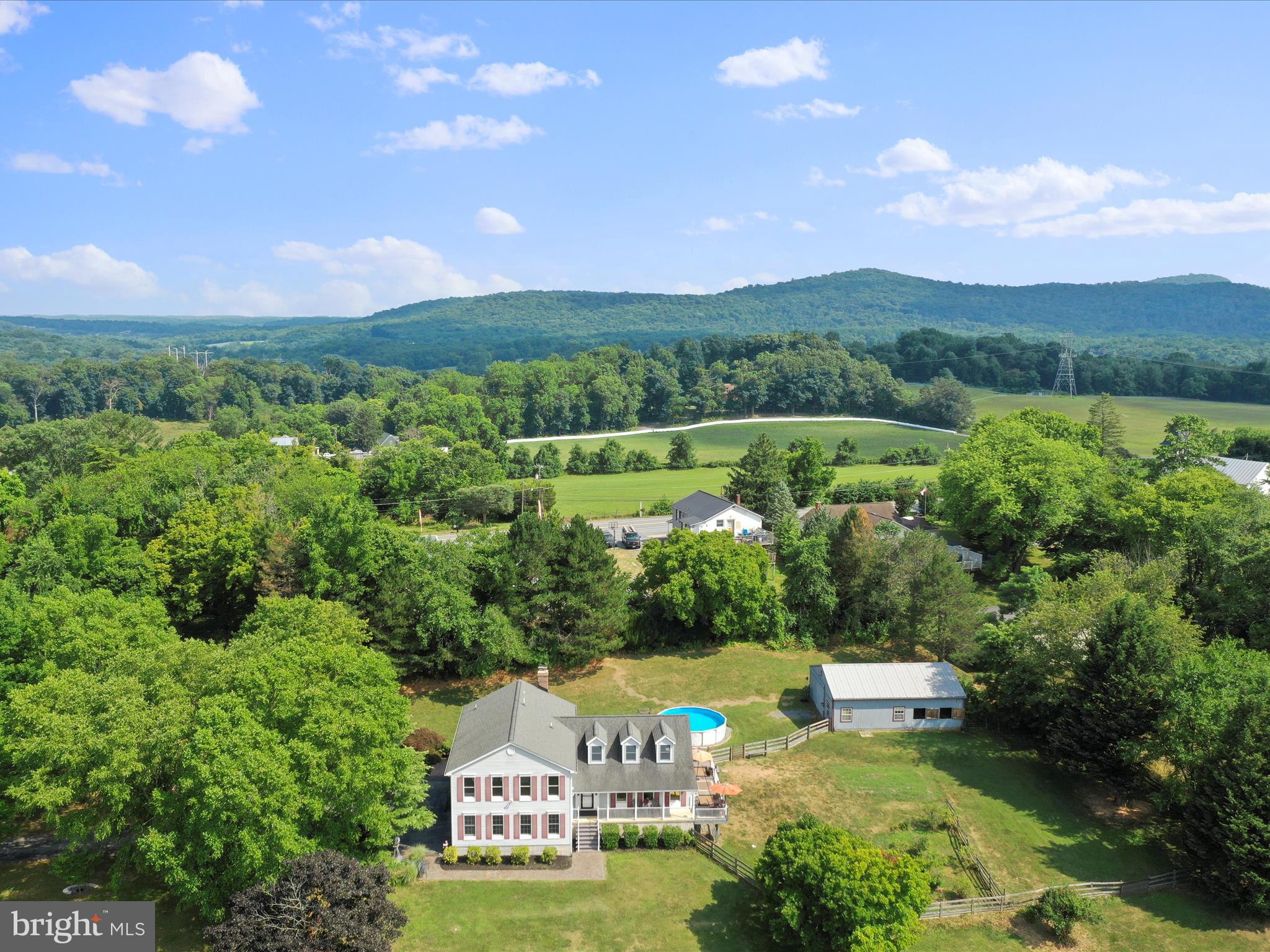 a view of a city with lush green space