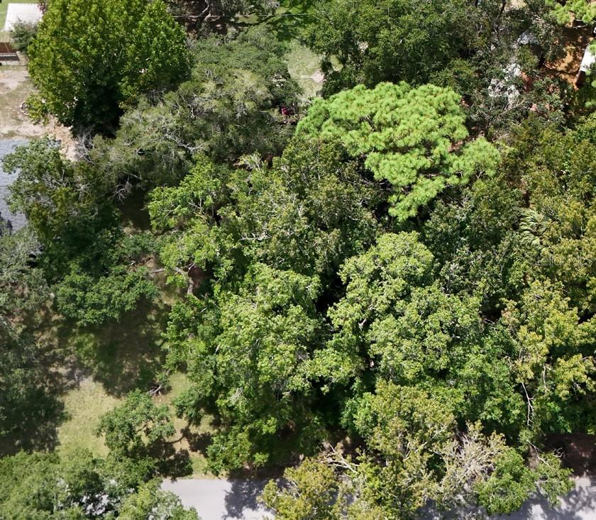 an aerial view of a houses with a yard