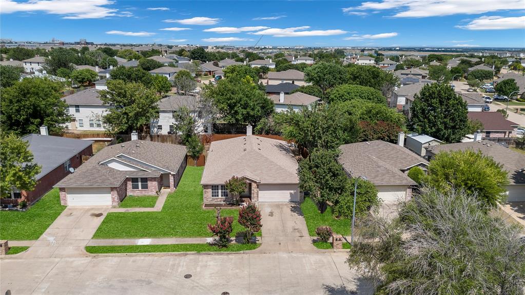 an aerial view of multiple houses