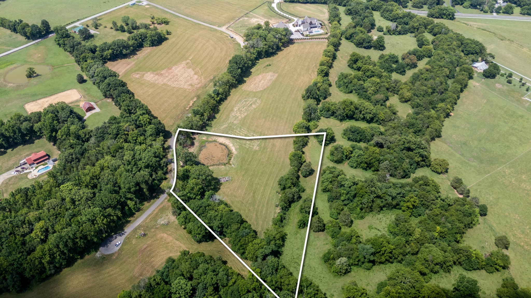 an aerial view of a house