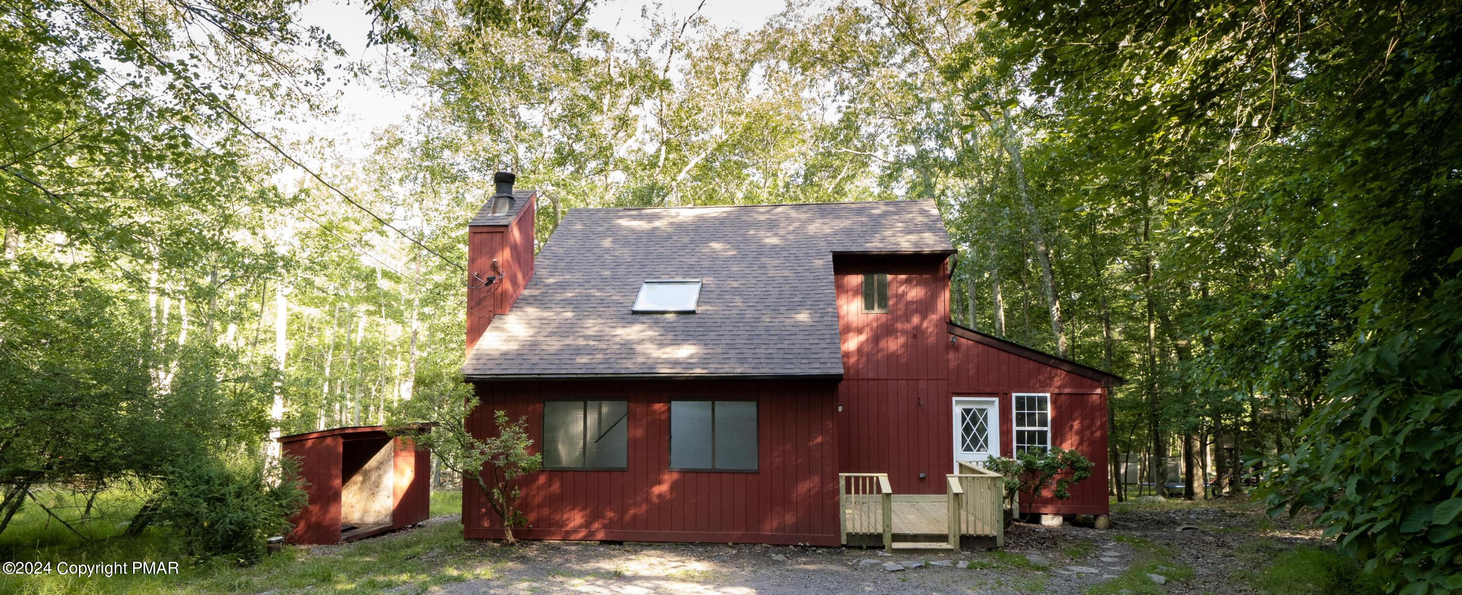 an aerial view of a house