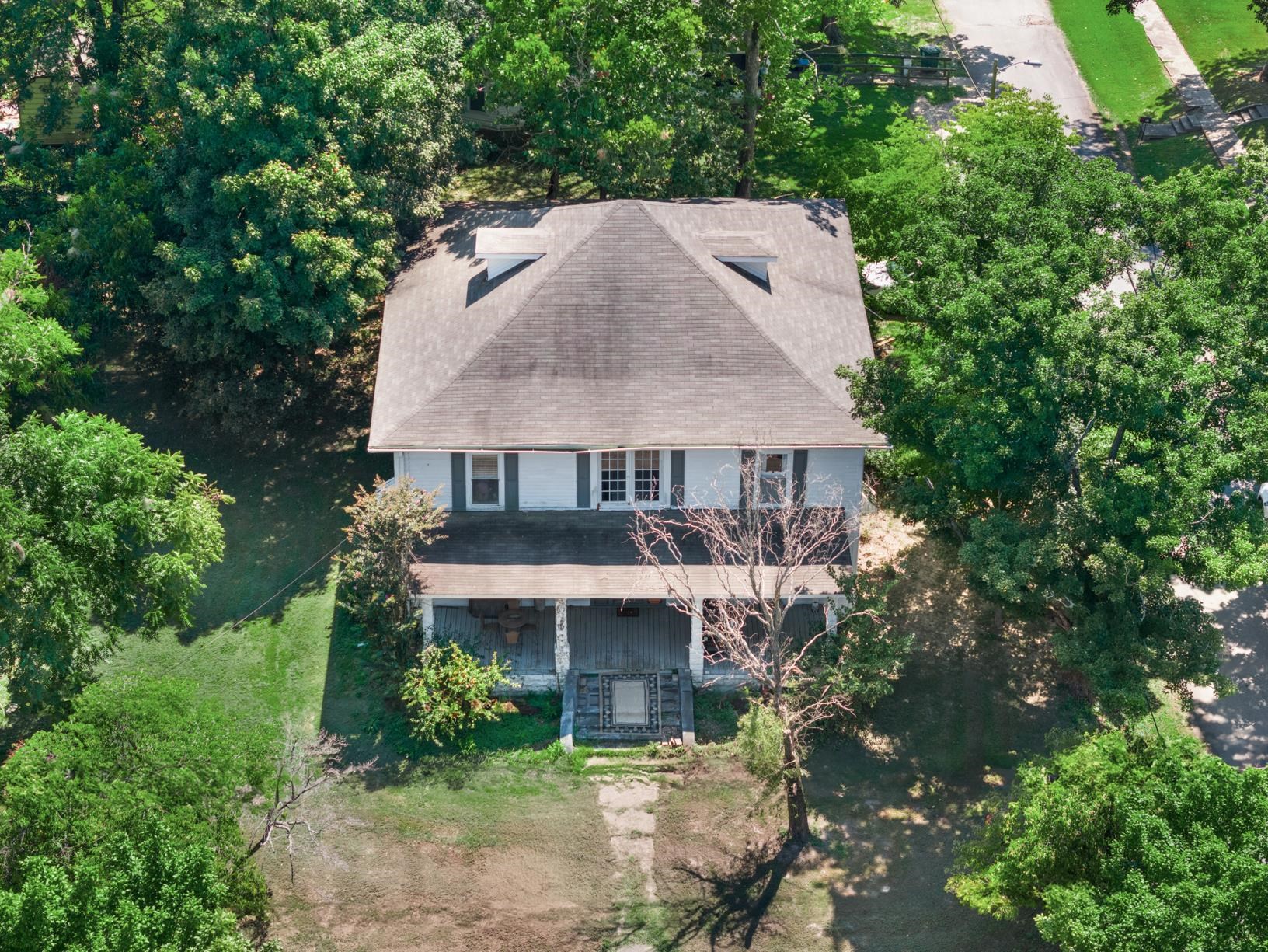 an aerial view of a house