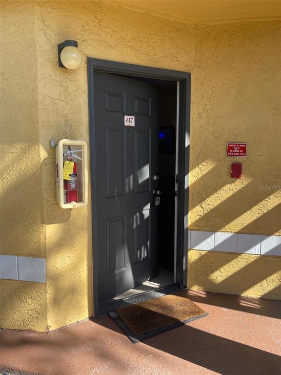 a view of a door of the house