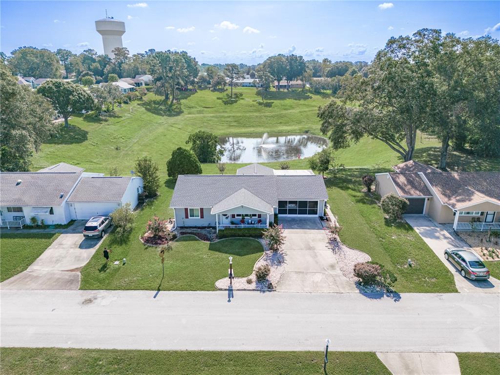 an aerial view of a house