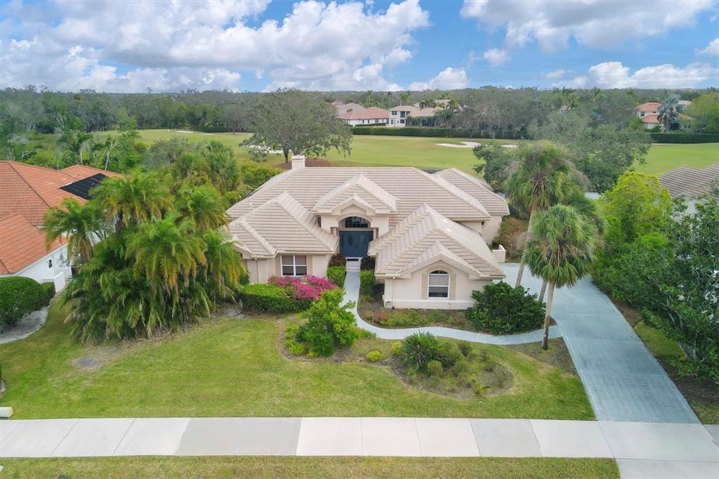 an aerial view of a house