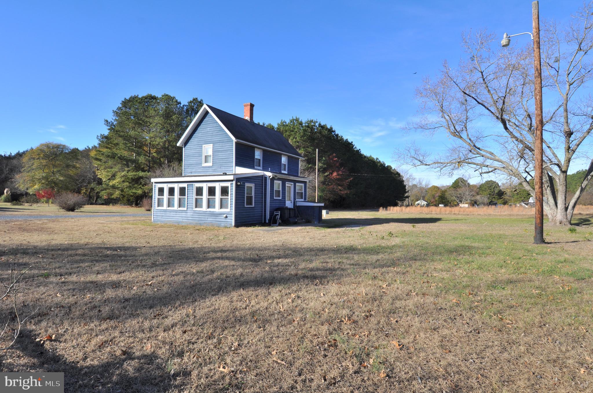 a front view of house with yard and trees