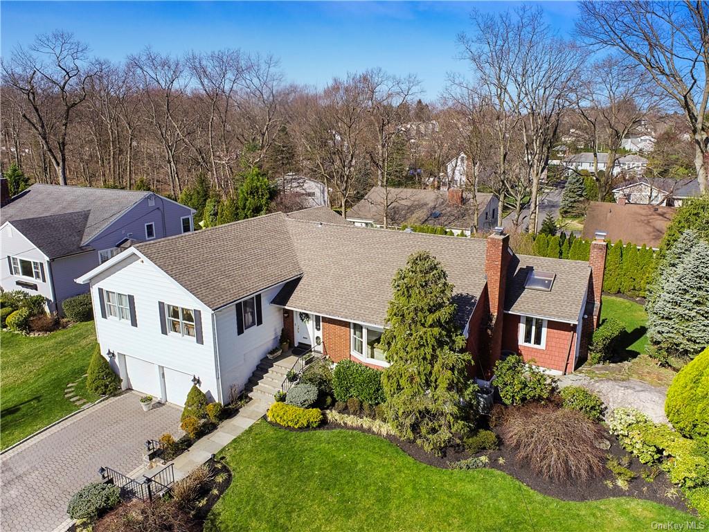 an aerial view of a house