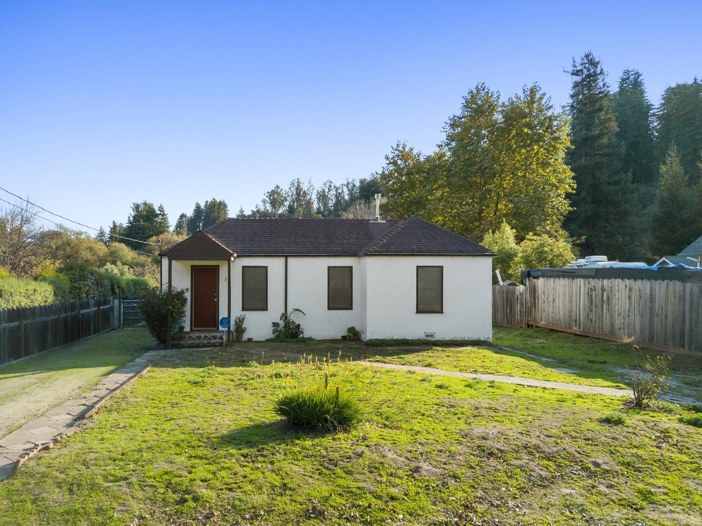 a view of a house with pool and a yard