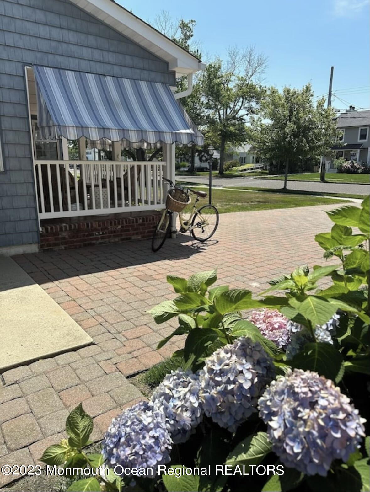 a view of a backyard with plants and lake