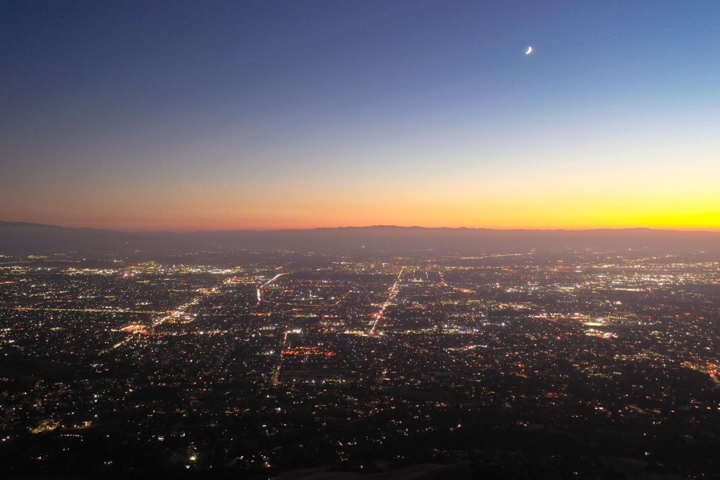 a view of city and mountain