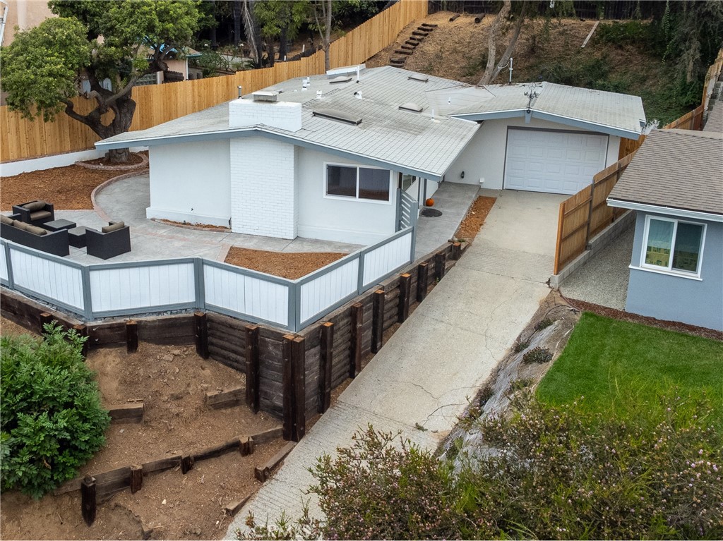 a white building with a outdoor space