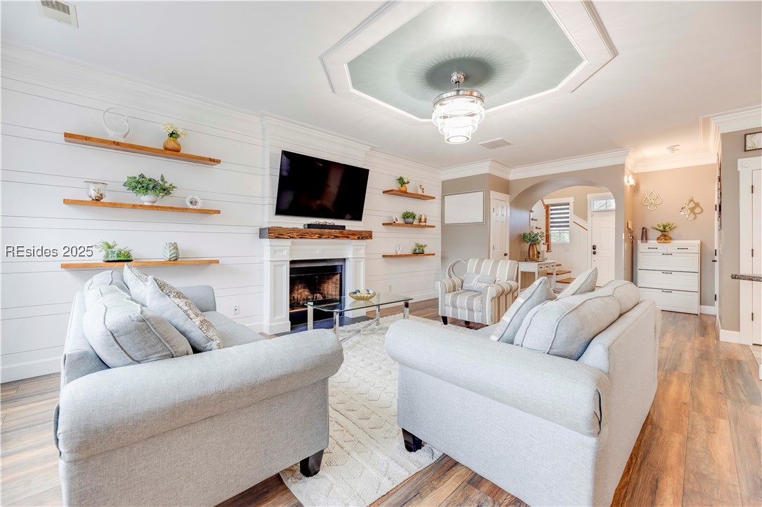 Open Concept Living room with shiplap finishes