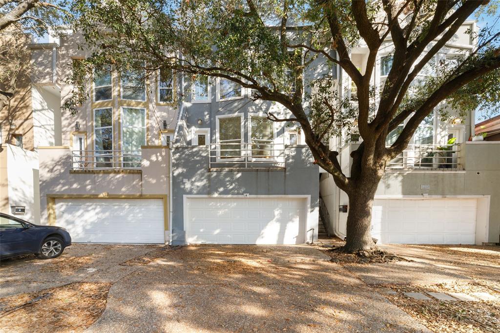 a view of a house with a yard and large tree